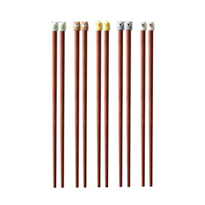 Cartoon Red Sandalwood Chopsticks Animal Shape Non Slip Household Kids Dining - Product Image 5