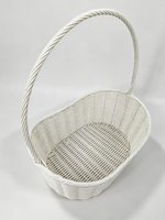 Panier en rotin PE fabriqué en usine, 35x25xH38cm, avec panier en fer et poignée, panier cadeau en forme de bateau pour rangement, taille unique