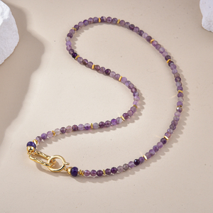 Collar de piedras preciosas naturales simple pero elegante con amatista perfecto para el estilo diario - Product Image 6