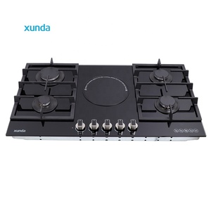 Table de cuisson combinée multifonction Xunda pour cuisine domestique, encastrable, électrique et gaz, 90 cm, avec 4 brûleurs gaz et 1 plaque <span class=keywords><strong>vitrocéramique</strong></span> - Product Image 2