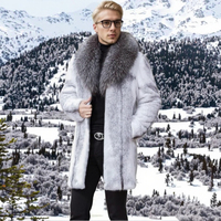 Manteau d'hiver épais et doux en fourrure de vison tissée à col châle pour homme