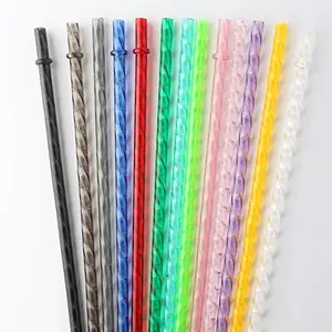 Reusable 12 Inch Swirly 40Oz Tumbler Straws PETG Hard Plastic Spiral Drinking Straw Crystal Diamond Straw For Party Drinking