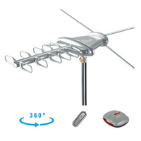 Cable Coaxial RG6 de 75 ohmios, antena de TV para exteriores, Rotor de 360 °, control remoto infrarrojo amplificado con alcance lejano, plástico duradero