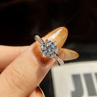 GRA Certifié Argent Sterling 925 Or 18k Plaqué Rhodium 0.5Ct Round Cut VVS1 D Color Moissanite Ring Wedding Jewelry for Women