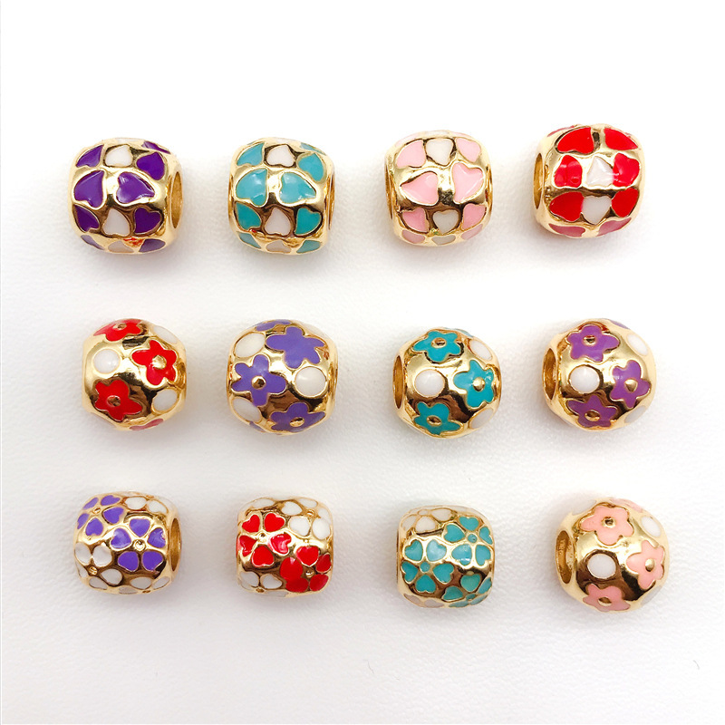 Snowflake Petals Loose Beads Charm with Enamel Fit 14K Pand Designer Making Jewelry for DIY Accessories Bracelet Necklace