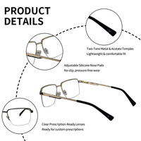 Monturas de Gafas Metálicas Cuadradas Semimontura Personalizadas al por Mayor con Lentes de PC, Diseño Ligero para Adultos Unisex