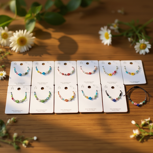 Pulsera de Perlas Pequeñas con Flores, Acero Inoxidable, Hecha a Mano, Juego de 12 Piezas, Regalo Unisex, Estilo Lindo - Product Image 3