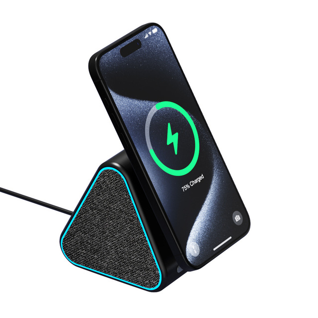Trending Patented Product BT Speaker Portable Wireless Magnetic Charger  LED Warm Light Phone Charger Stereo Sound Speaker