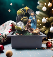 Fontaine en résine artisanale de la Sainte Famille chrétienne, statue de Jésus, écologique, imperméable | Fontaine d'eau de table apaisante d'intérieur