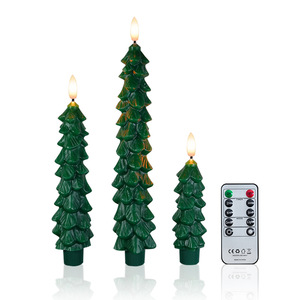 Vela de árbol de Navidad de cera real, luz LED, una vela cónica electrónica sin llama con aspecto y sensación auténticos - Product Image 1