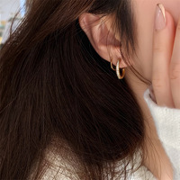 Pendientes de Aro en Espiral YF3632, Joyería Antideslustre de Acero Inoxidable, Chapados en Oro de 18k, con Zirconia, Diseño de Doble Hélice