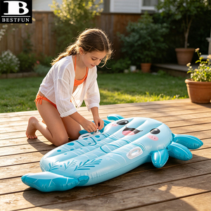 Kawaii aufblasbare Axolotl-Pool-Luftmatratze, niedliche ozeanblaue aufblasbare Schwimmliege mit Griffen für Sommerpartys - Product Image 3