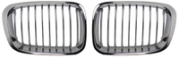 LUMA 98-01 Gloss Matte Black Chrome M Color ABS Front Bumper Grille for 4-Door for BMW 3 Series E46 1998-2001 Kidney Double Slat