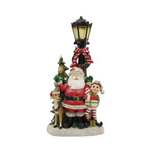 Lanterna Decorativa Natalizia in Resina Rossa a Forma di Babbo Natale con Glitter - Product Image 1