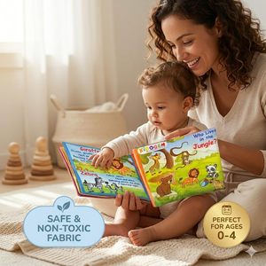 Libro de Tela de Animales Salvajes para Niños |   Libro de aprendizaje sobre animales de la selva y el safari |   Actividad de identificación y reconocimiento de animales - Product Image 6