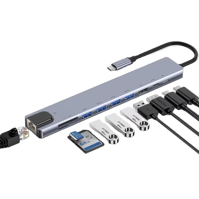 ZHEFAN USB-C Type C Hub Adapter USB 3.0 11 in 1 Dock SD TF Usb Type C Hub Adapter Laptop Docking Station