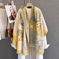 2025 nouvelles femmes Polyester mode écharpe français élégant rétro fleur conception automne hiver chaud climatisation châle