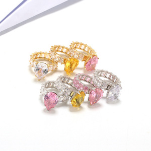Wholesale Pear Cut Eternity <b>Ring</b> 18K <b>Gold</b> Plated Engagement Cubic Zirconia <b>Rings</b> for Women - Product Image 3