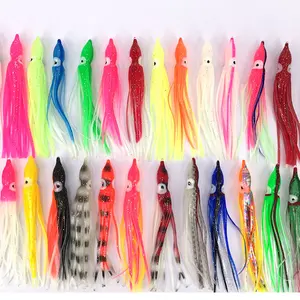 Customized 4cm-24cm Soft Plastic Trolling Fishing Using Octopus Skirts And Luminous Squids Skirt Fishing Lure Squid Lure