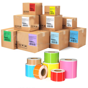 Rollo de etiquetas de papel térmico preimpreso colorido de alta calidad, etiqueta térmica directa de alimentos de rotación, escritorio, fuerte permanente - Product Image 6