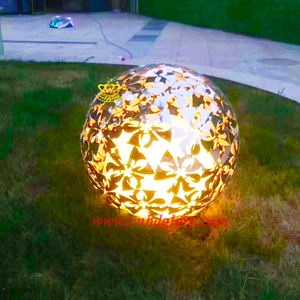 Estilo náutico personalizado jardín calle paisaje decoración Acero inoxidable <span class=keywords><strong>Corten</strong></span> BOLA DE Metal escultura técnica plateada - Product Image 4