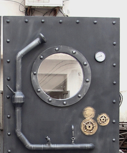 Puerta de Hierro Forjado Estilo Steampunk Personalizada, Simulación de Puerta de Bar Restaurante Submarino, Decoración - Product Image 3