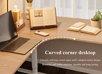 Bureau d'angle ergonomique en L, électrique, réglable en hauteur, motorisé, assis-debout, avec plateau en bois, poste de travail d'angle