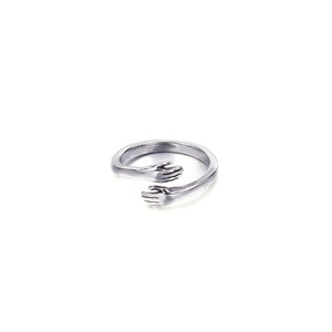 Creative Cute Adjustable Romantic Hand Hug 18k Gold Plated Stainless Steel <b>Couples</b> <b>Ring</b> - Product Image 2