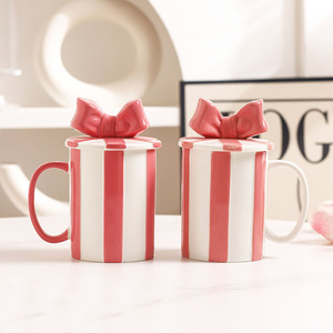 New Product Aesthetic Coffee Cup Cute Bow Lid Ceramic Mug for Girls - Product Image 1