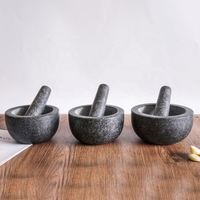Ensemble mortier et pilon en granit massif écologique professionnel pour la vente en gros, 14x10cm, pour épices, pâtes, guacamole, avec logo personnalisé et boîte couleur