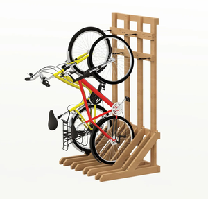 <span class=keywords><strong>Portabici</strong></span> da Parete in Legno di Alta Qualità a Tre Livelli Multifunzione con Capacità di Carico di 40 kg - Product Image 2