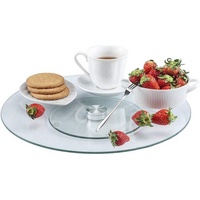 Plateau tournant Lazy Susan en verre trempé transparent écologique de 12 pouces, épaisseur 4 mm, résistant à la chaleur, plateau de service rotatif moderne