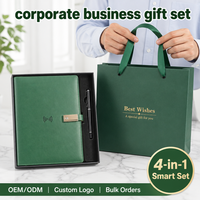 Coffret Cadeau d'Entreprise Haut de Gamme en Cuir Gravé avec Bande Élastique, Bloc-Notes à Chargement Sans Fil et Stylo