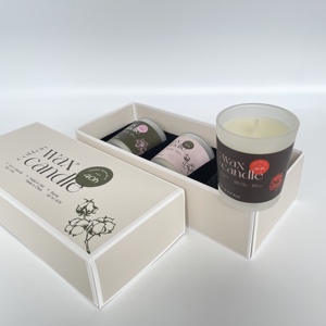 Scatole personalizzate Eco Friendly Private Label sentore profumate Set di <span class=keywords><strong>cera</strong></span> di soia Design candele bianche candela <span class=keywords><strong>cera</strong></span> In vetro con Logo Packaging - Product Image 4