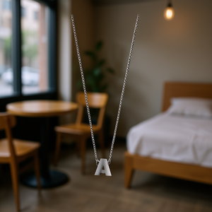 Collana con Ciondolo a Forma di Lettera A in Acciaio Inossidabile Angelina, Catena a Serpente, Minimalista, Unisex, per Uso Quotidiano - Product Image 2