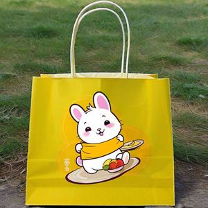 Bolsas de Papel Kraft Personalizadas para Pollo Frito, Bolsas de Papel Antigrasa para Sándwiches con Asas - Product Image 5