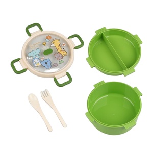 Boîte à lunch Bento de forme ronde sans BPA, 2 compartiments, grande capacité pour les enfants, école et maternelle, conteneur pour collations et sandwichs - Product Image 2