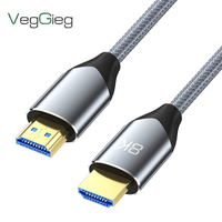 Câble HDMI 2.1 VegGieg 8K60Hz4K120Hz, gaine grise en métal, fil tressé HDMI 2.1, 19+1 CCS, cordon vidéo plaqué or, 1m 2m 3m 5m pour PS5 Gaming