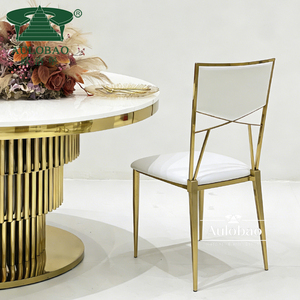 Chaises événementielles de luxe en acier inoxydable coussin en cuir design rococo mariage - Product Image 3