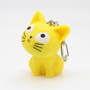 Porte-clés éclairage led, joli porte-clés en forme <span class=keywords><strong>de</strong></span> chat, fromage doux, design miaou, avec son - Product Image 4