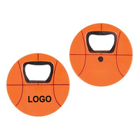 Ouvre-bouteille personnalisé en forme de ballon de basket en plastique avec sous-verre rond et aimant de réfrigérateur pour bar sportif