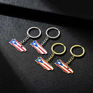 Amour coeur Porto Rico <span class=keywords><strong>carte</strong></span> drapeau Style ethnique en acier inoxydable porte-clés pour hommes femmes cadeau porte-clés accessoire porte-clés bijoux - Product Image 2