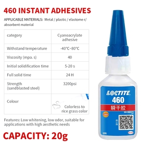 Adhesivo Instantáneo <span class=keywords><strong>Loctite</strong></span> 401 403 406 460 495 496 al por Mayor, <span class=keywords><strong>para</strong></span> Metal, Goma, Plástico, Cerámica, <span class=keywords><strong>Madera</strong></span>, Cianoacrilato de Etilo, Superpegamento - Product Image 5