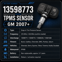 Capteur TPMS de voiture, unité de capteur TPMS 433 MHz, remplacement pour 13598773, unité de qualité supérieure compatible avec les véhicules TPMS GM 433 MHz