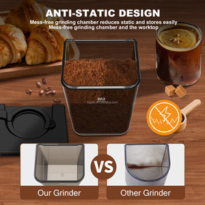 Dual-Purpose Electric Coffee Grinder with Portafilter <strong>Holder</strong> &amp; Powder Storage Box - Adjustable <strong>Burr</strong> Grinder Espresso &amp; Pour Over - Product Image 6