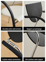 Chaise de salle à manger moderne de style mid-century avec revêtement en cuir PU et pieds en métal durables, mobilier de maison pour salon et loisirs
