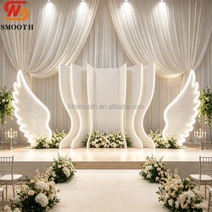 ซุ้มแต่งงานอะคริลิคแบบเรียบหรู ขนาด 8-9 ฟุต สีขาว สไตล์โมเดิร์น ถอดประกอบได้ พร้อมไฟตกแต่งและปีกประดับ - Product Image 1