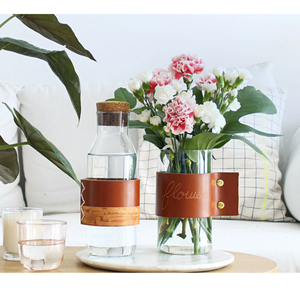 Articolo regalo fioriera in pelle fiore vaso <span class=keywords><strong>per</strong></span> <span class=keywords><strong>piante</strong></span> <span class=keywords><strong>da</strong></span> <span class=keywords><strong>interno</strong></span> fioriera in vetro rivestito in pelle copertura <span class=keywords><strong>per</strong></span> vaso di fiori avvolta - Product Image 3