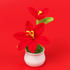Decoración de mesa en maceta con flor de lirio tejida a mano para regalo de cumpleaños de San Valentín Uionen 1481 - Product Image 6