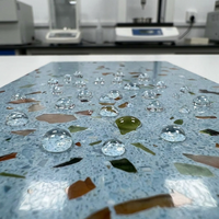 Dalle de terrazzo multicolore bleue préfabriquée 3200x1600mm, carrelage en pierre inorganique polie pour sol et mur d'hôtel de luxe